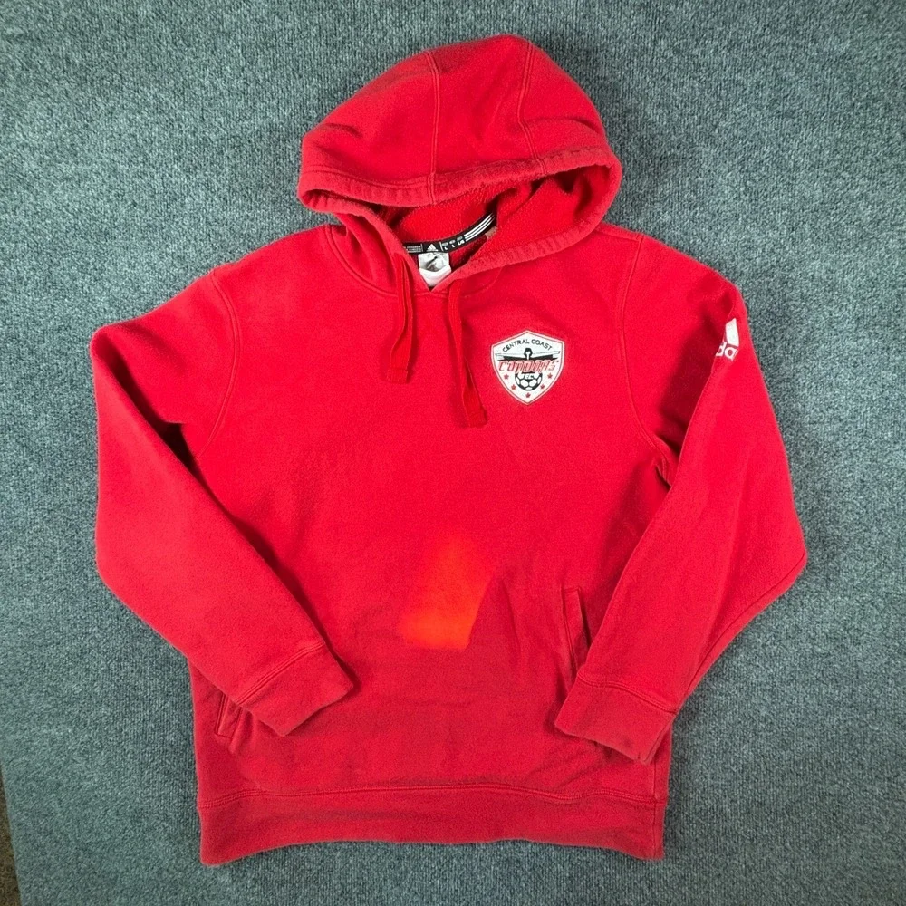 Adidas Central Coast Condors Soccer Hoodie Mens‎ Large Red Fleece Lined Winter